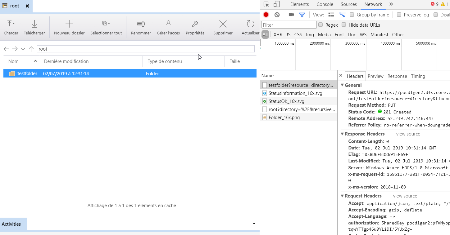 Developer Tools de Microsoft Azure Storage Explorer