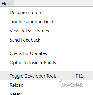 Toggle Developer Tools